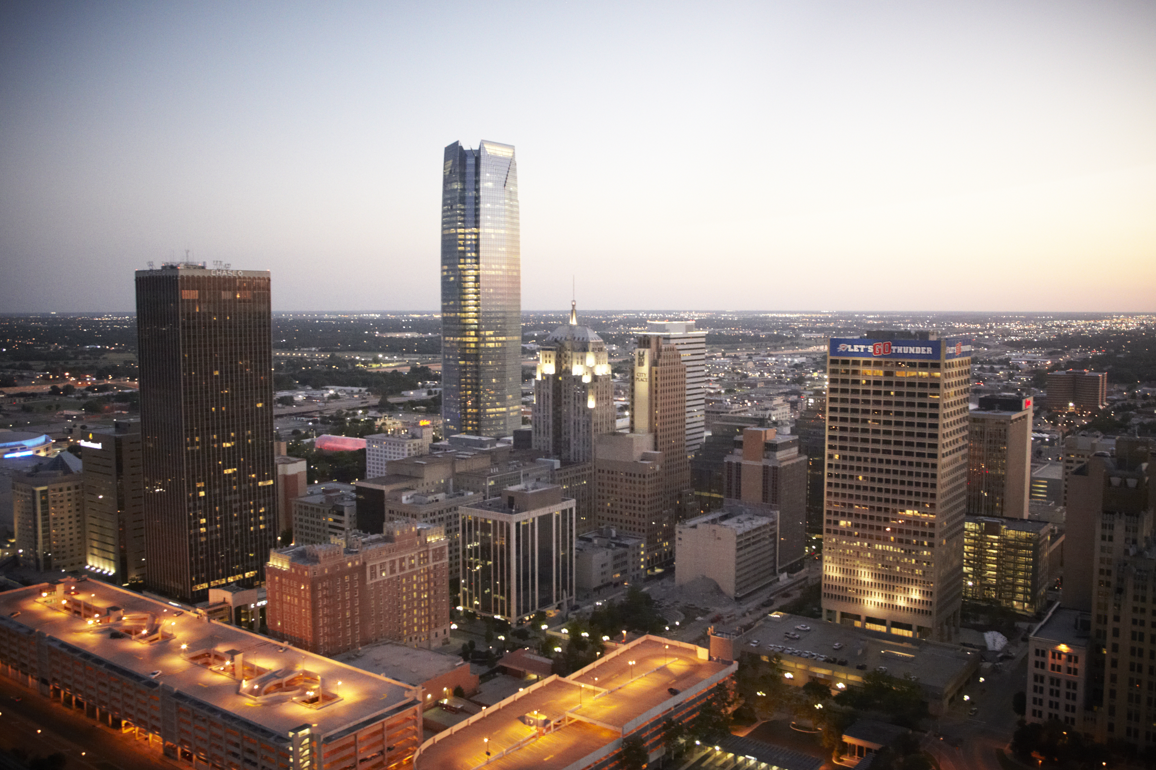 Downtown Oklahoma City at twilight
